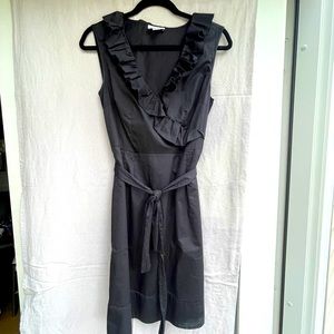 Black wrap summer dress with ruffles
